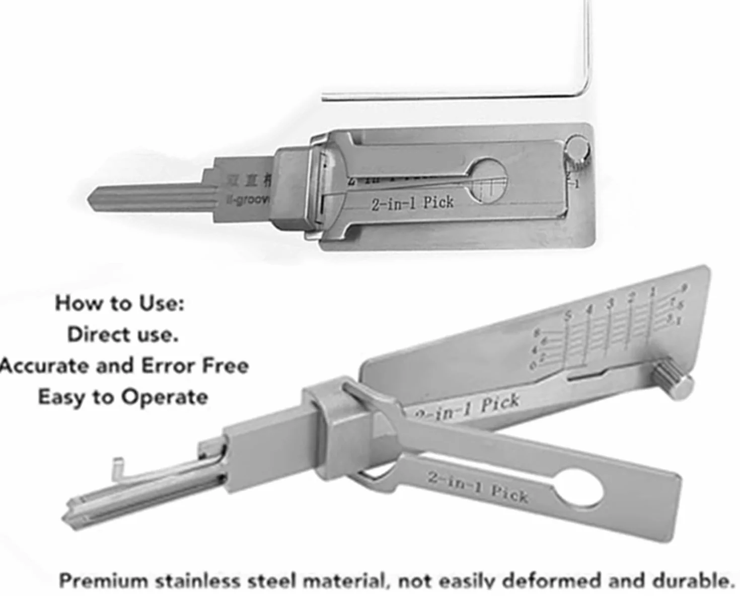 SS001 Pro Lock Pick Tool 2 in 1 Kit Picking Serratura Master Key Decoder LockPick Set Acciaio Inox