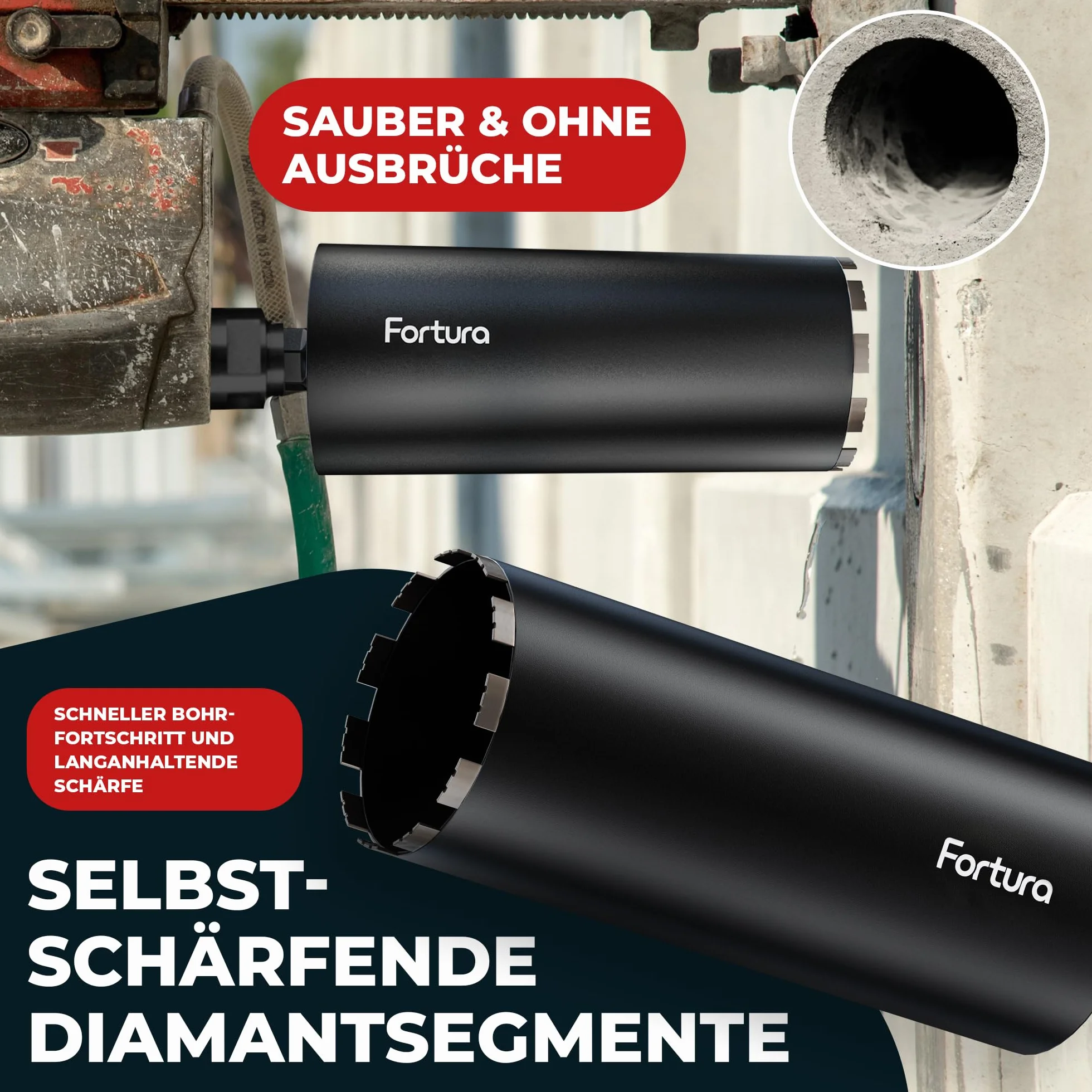 Fortura corona diamantata Ø42-182mm 400mm 1 ¼ pollici foratura a secco