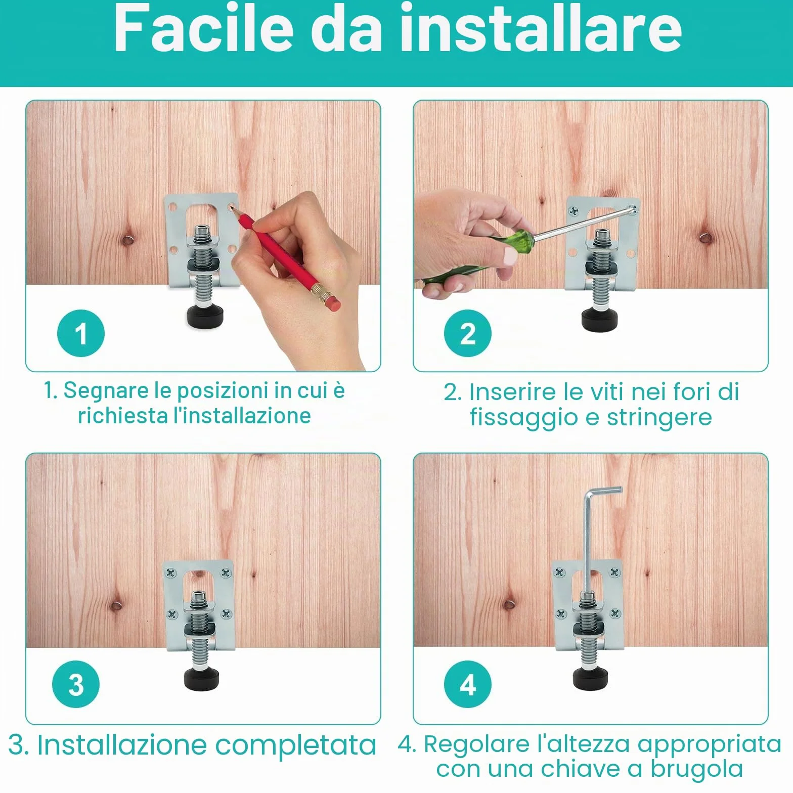 Piedini di Livellamento per Impieghi Gravosi, Piedino Livellatore Mobili Regolabili Carichi Pesanti 4 Pezzi