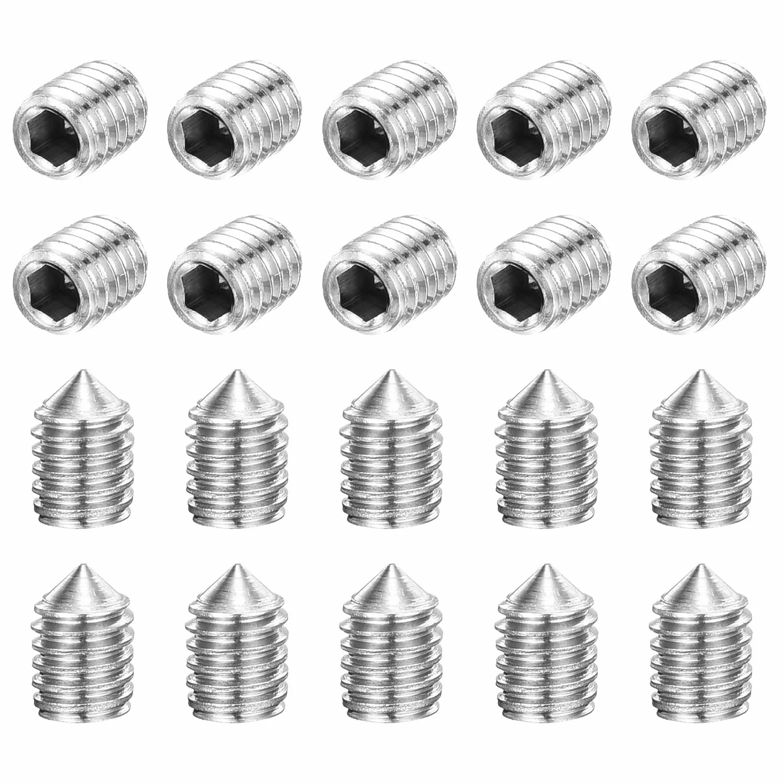 Set di 40 viti M4 x 5 mm in acciaio inossidabile 304 a punta conica esagonale