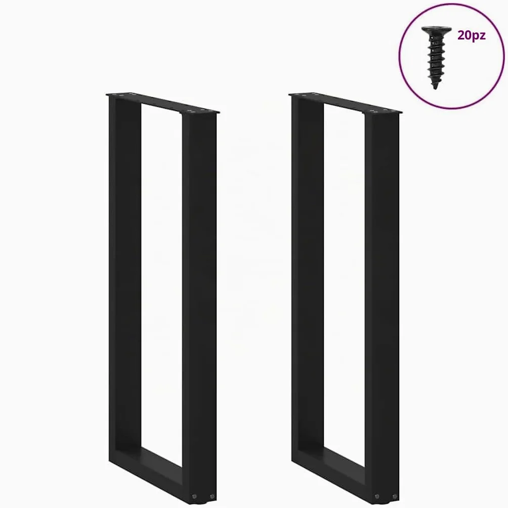 vidaXL Gambe per tavolo da bar a forma di U 2 pz nere 40x(100-101) cm in acciaio