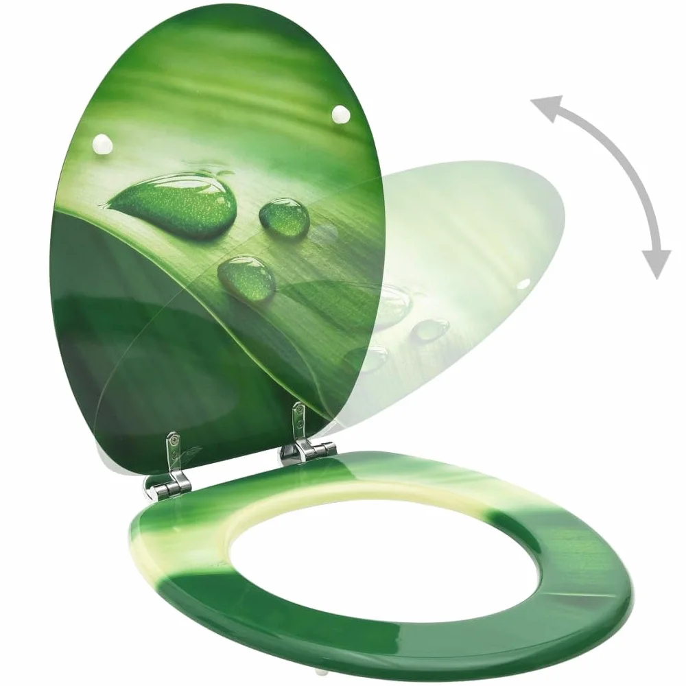Set di 2 sedili anteriori WC con coperchi in MDF verde gocce d'acqua 02_0002975