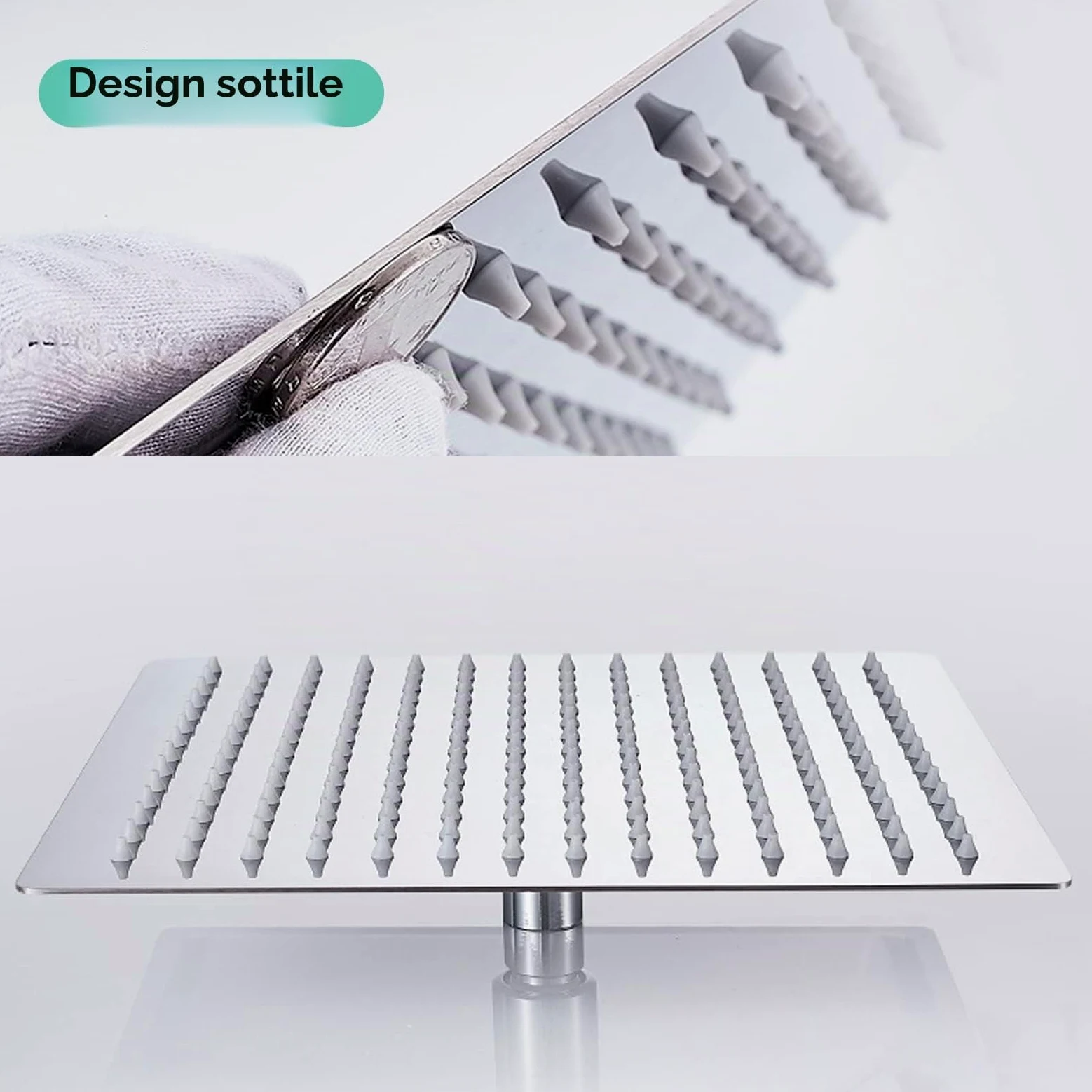 Soffione Doccia a Pioggia 30cm Quadrato Doccia Fisso in Acciaio inox 304 Silicone Anti-Blocco Soffione Doccia Doccia da Bagno Ultra Sottile Facile da Pulire e Installare