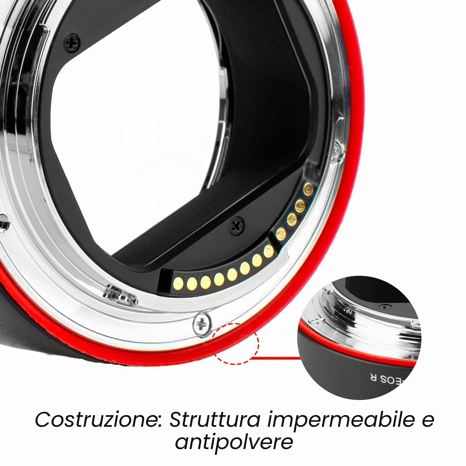 Meike Adattatore per lenti in metallo EF-EOSR Convertitore di montaggio con messa a fuoco automatica per obiettivi Canon EF/EF-S a fotocamere EOS-R EOS-RP R5 R6 R7 R10 C70 e RED Komodo