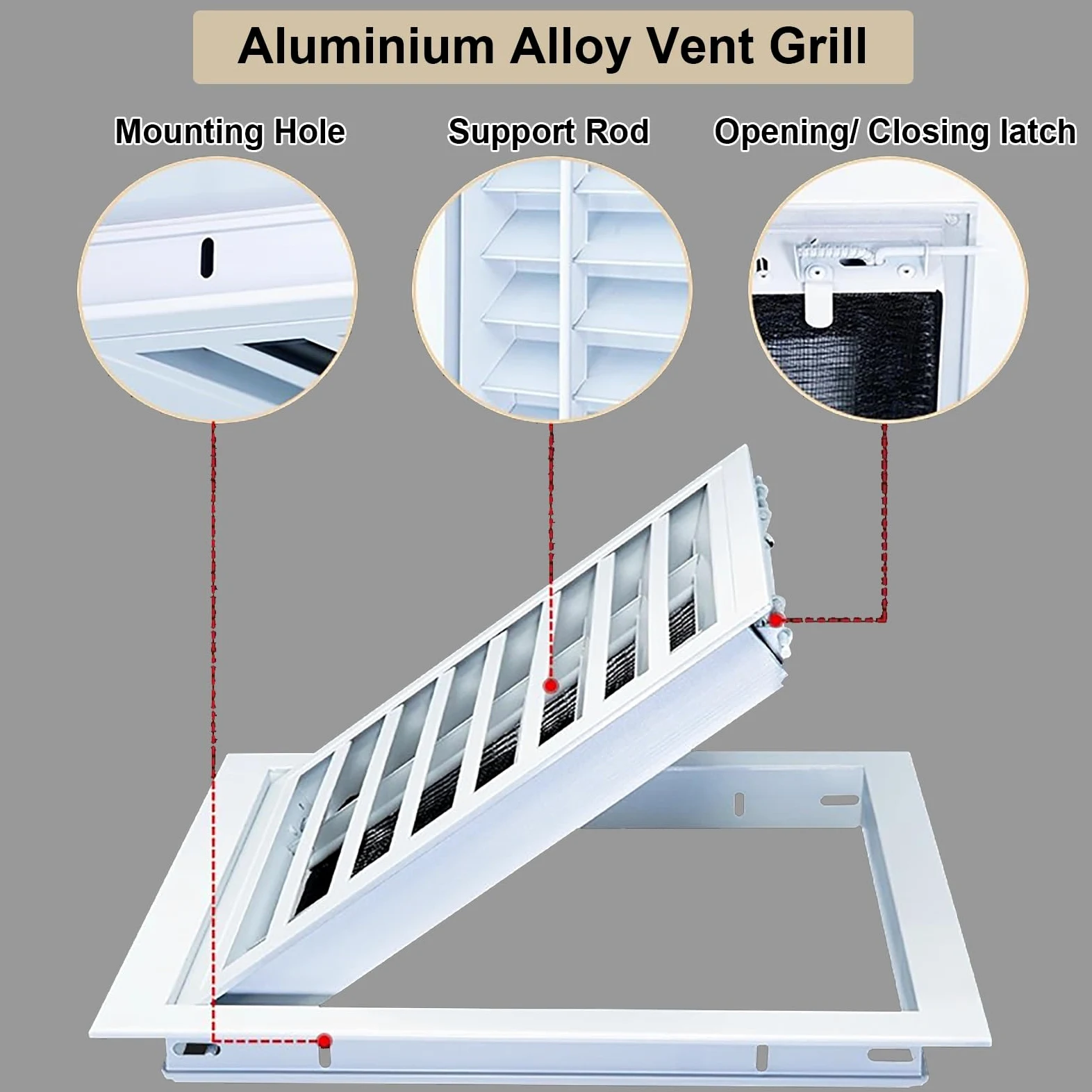 Griglia di Ventilazione Personalizzata per Cucina con Soffitta, Copertura Quadrata per Parete, Pannello di Accesso con Persiana Rimovibile(38x38in (97x97cm))