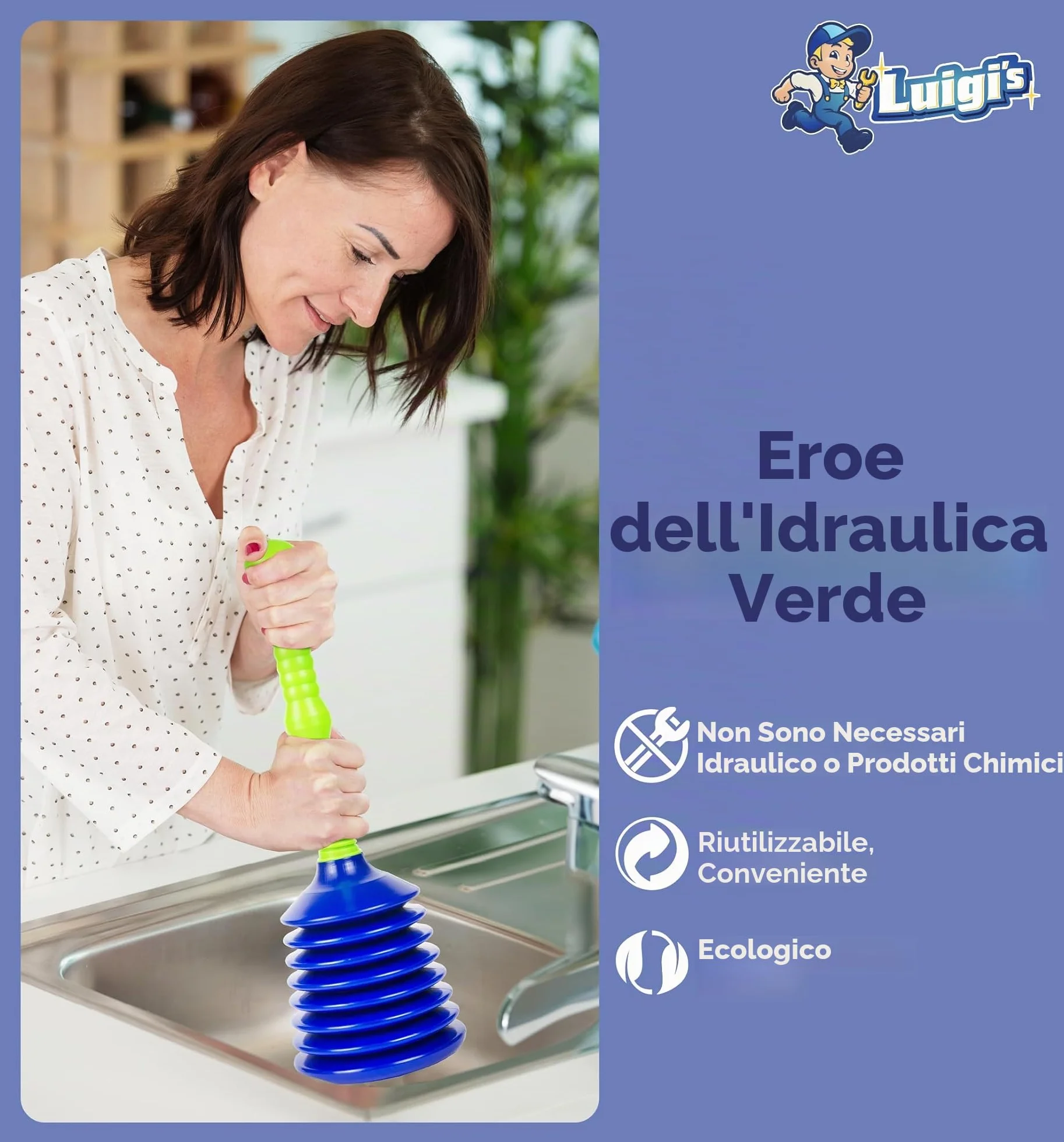 Sturalavandino a Pressione Potente per Lavandini e Scarichi Cucina Bagno