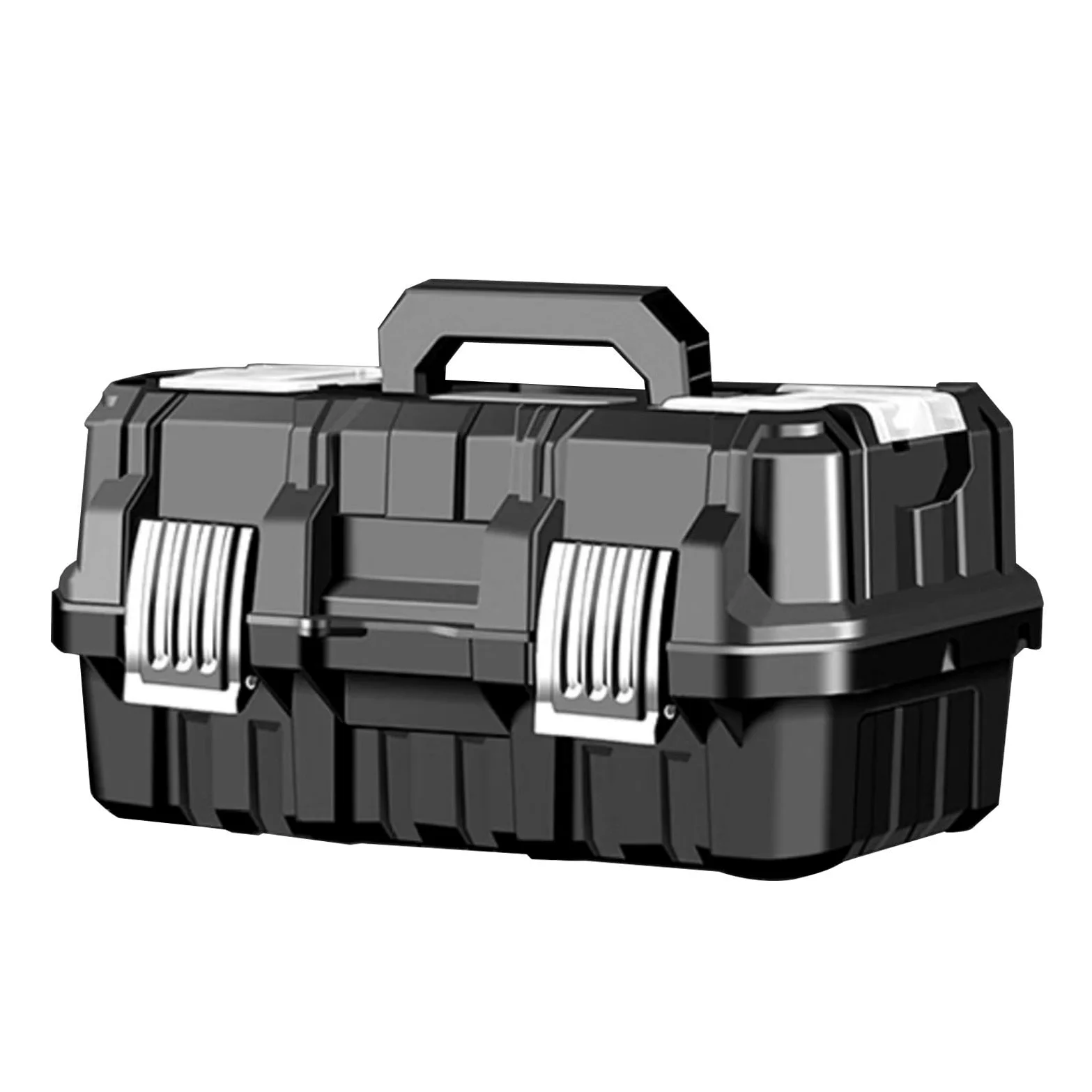 Cassetta degli attrezzi, organizer per attrezzi, cassetta degli attrezzi, resistente e pieghevole, a tre strati, con grande capacità, foro per serratura di sicurezza e rivetti in acciaio inox | resistente e pieghevole, a tre , con grande capacità, foro pe