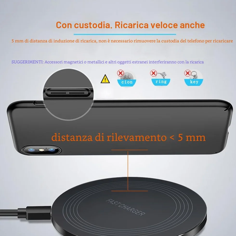 Caricatore Wireless Charger, 20W Max Caricatore Senza Fili Portatile Rapida Caricabatterie Wireless per Apple iPhone 16/15/14/13/12/11/SE/X/8, Caricatore per Samsung Galaxy S23 S22 S21, Pixel, Huawei