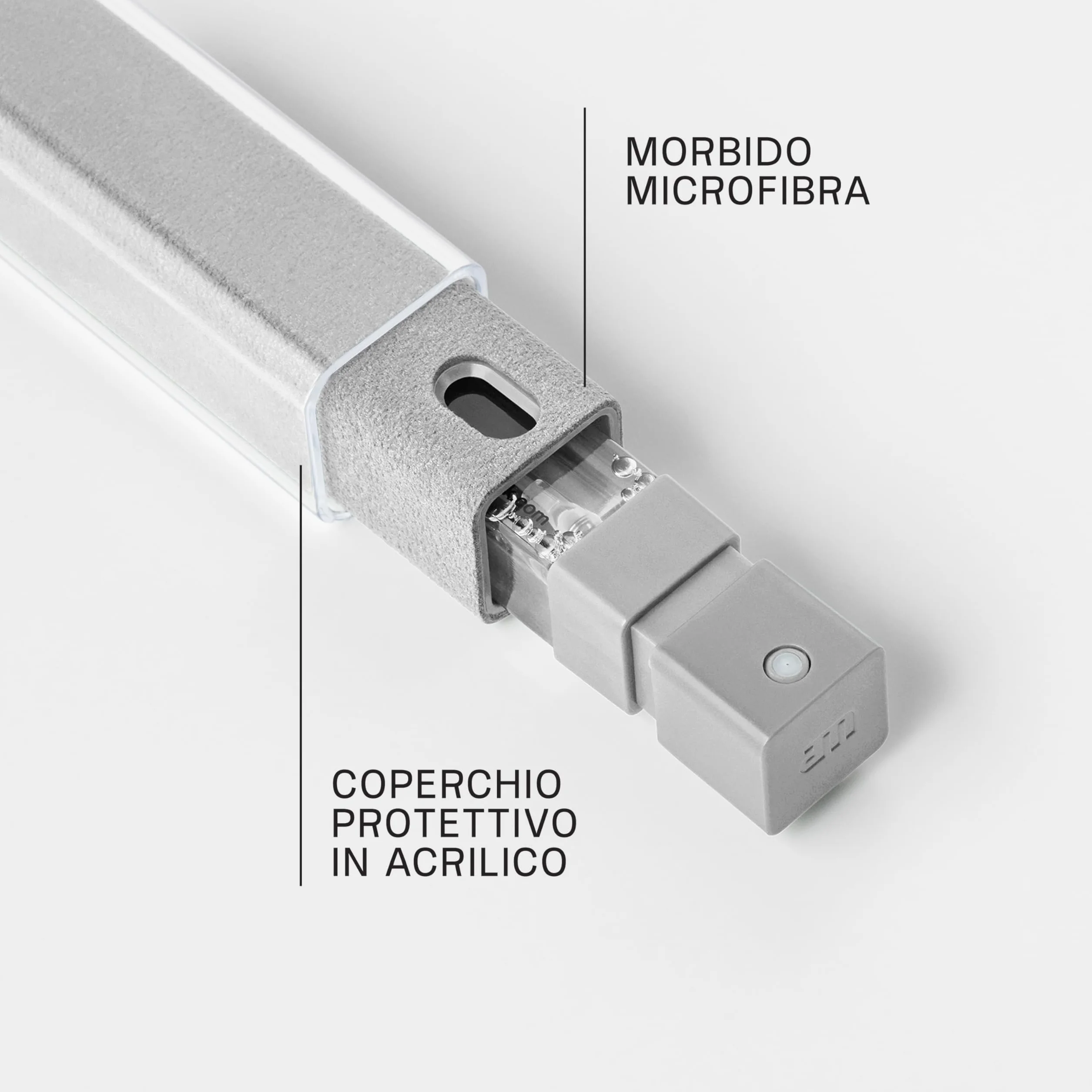 am Spray Pulizia Schermo 2 in 1 con Panno in Microfibra Integrato per Smartphone, Tablet, Laptop, Monitor PC, Smart TV e Display Auto, Ricaricabile (Grigio Chiaro, 1 Pack)