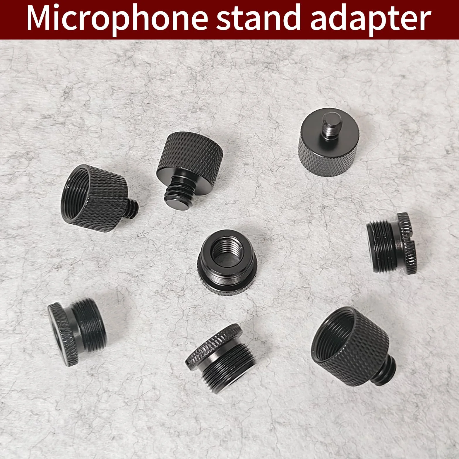 8 pezzi a 5/8to3/8, 3/8to5/8, 5/8to1/4, 1/4to5/8 femmina x filettatura maschio per supporto microfono a adattatore treppiede fotocamera