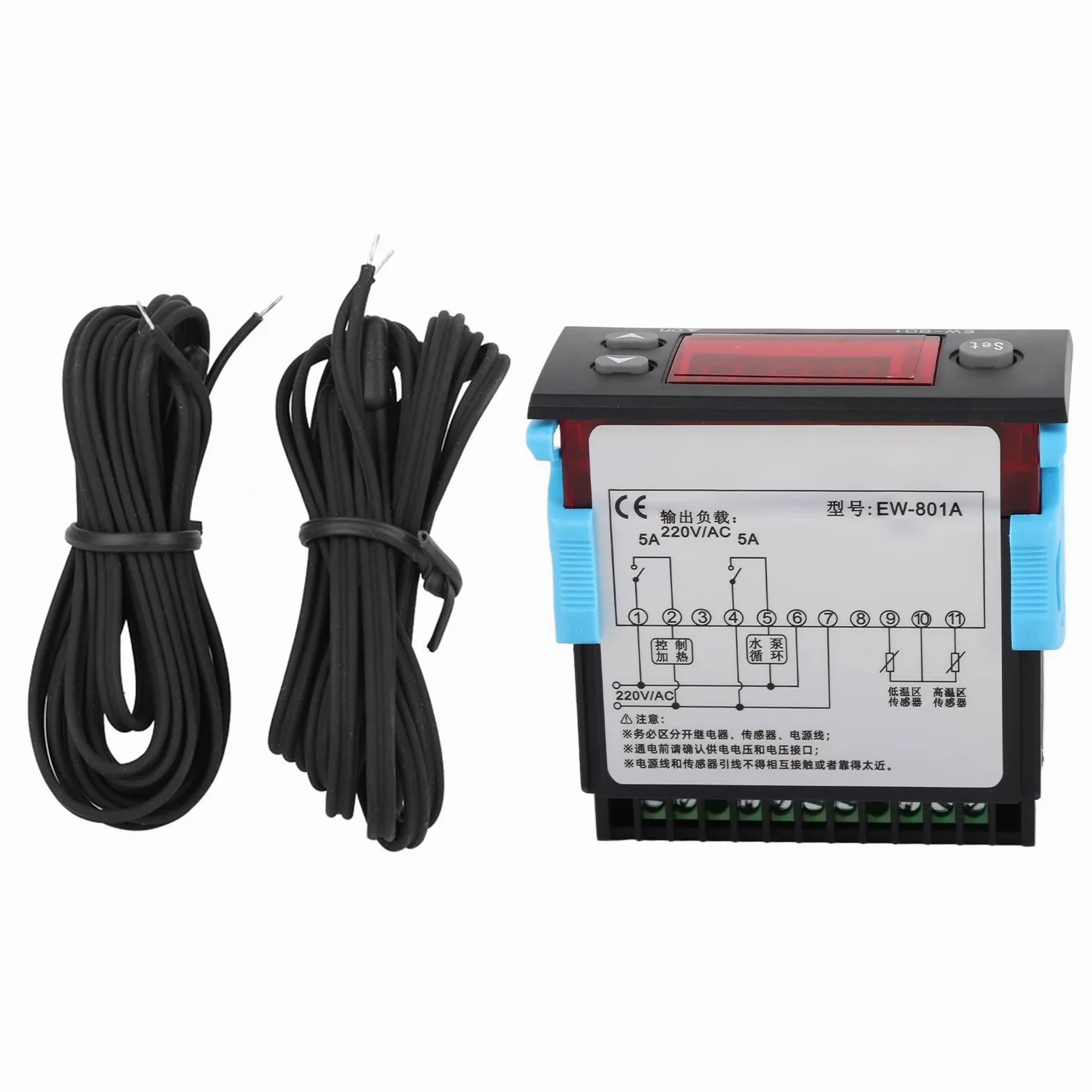 Bewinner Termostato Regolatore di Temperatura per Scaldabagno Solare Display Digitale con Sonde a Doppio Sensore, Termostato Differenziale Intelligente per Circolazione Pompa 2 ℃ ~ 99 ℃