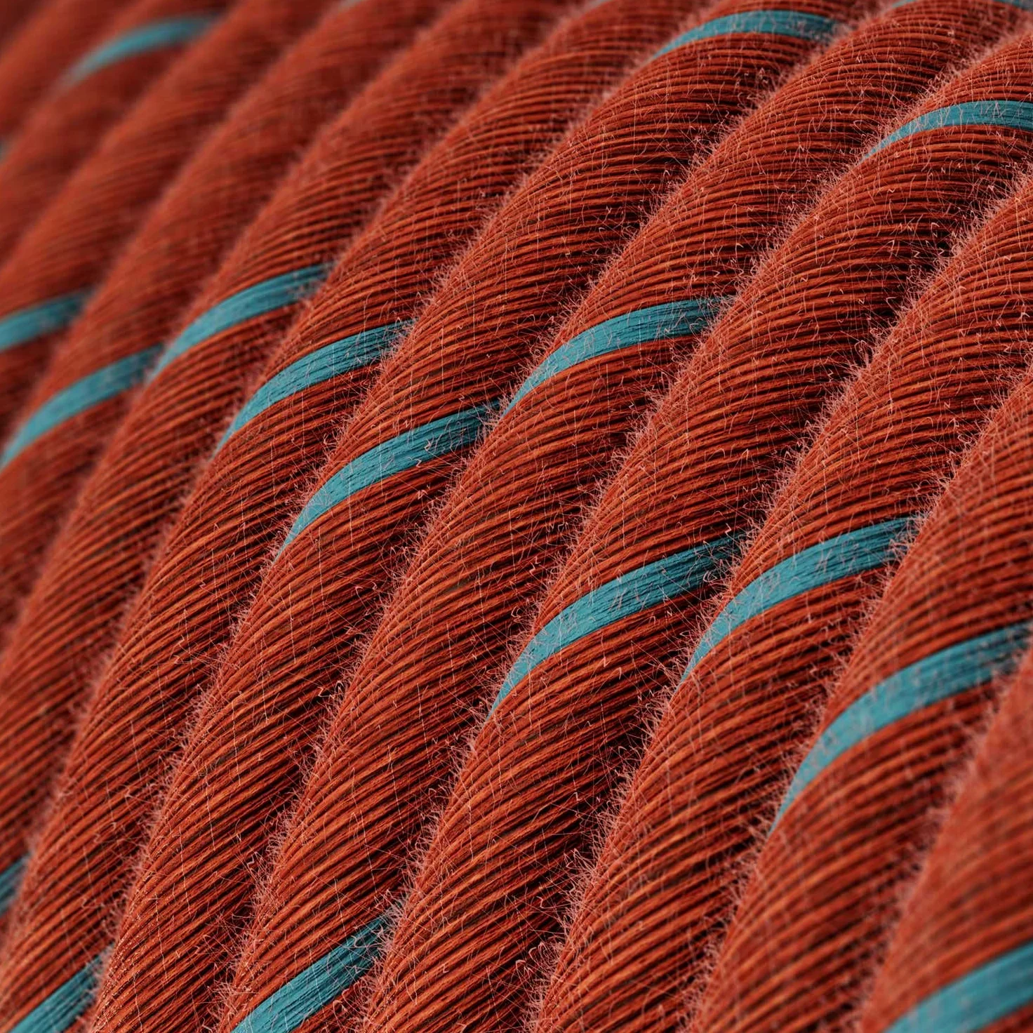 Creative-Cables L'originale cavo elettrico rivestito in tessuto 2 x 0,75 mm² (20 m, Mattone-Azzurro ERC36) – Rotondo, cotone – Sicurezza certificata, made in Italy