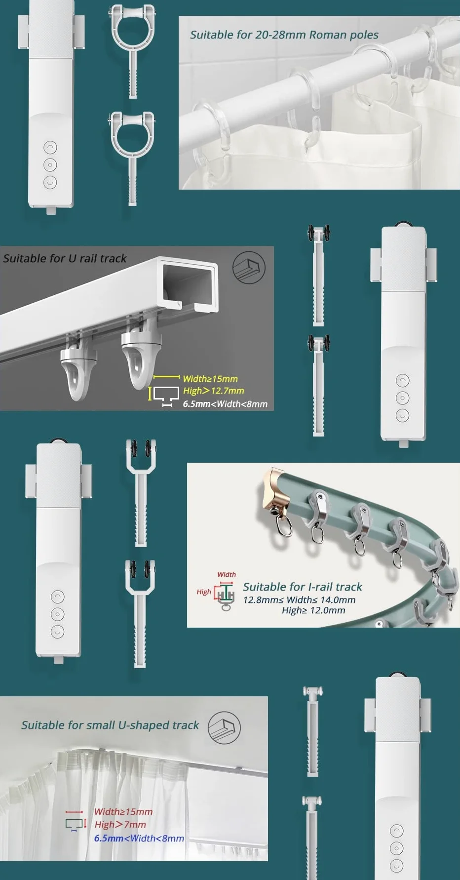 Smart Curtain Robot Wifi Motore Elettrico Apri Tende Automatico Driver, Tenda motorizzata per I-Rail, U-Rail, Tapparelle Tuya App/Remote/Timer Controllo vocale (Due Set)