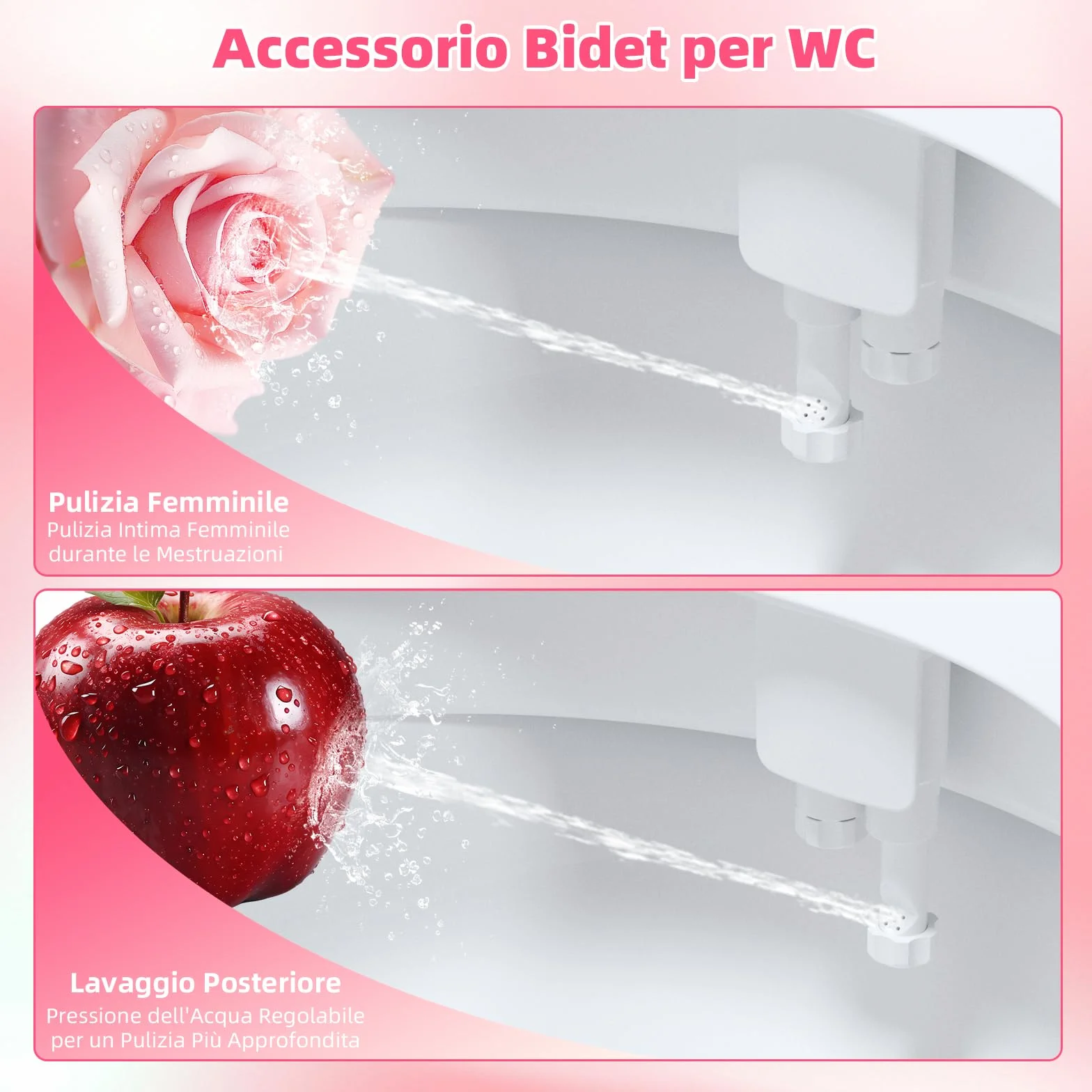 Hibbent Bidet WC Doccia Toilette autopulente pulizia ugello caldo freddo non-electric meccanico sedile pressione acqua regolabile T-Adattatore 3/8