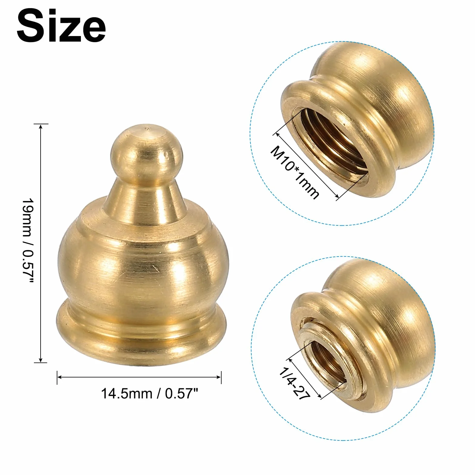 PATIKIL Pomelli Cappucci per Lampade 14.5 x 19mm Ottone Massiccio 2 Set con Adattatore Riduzione