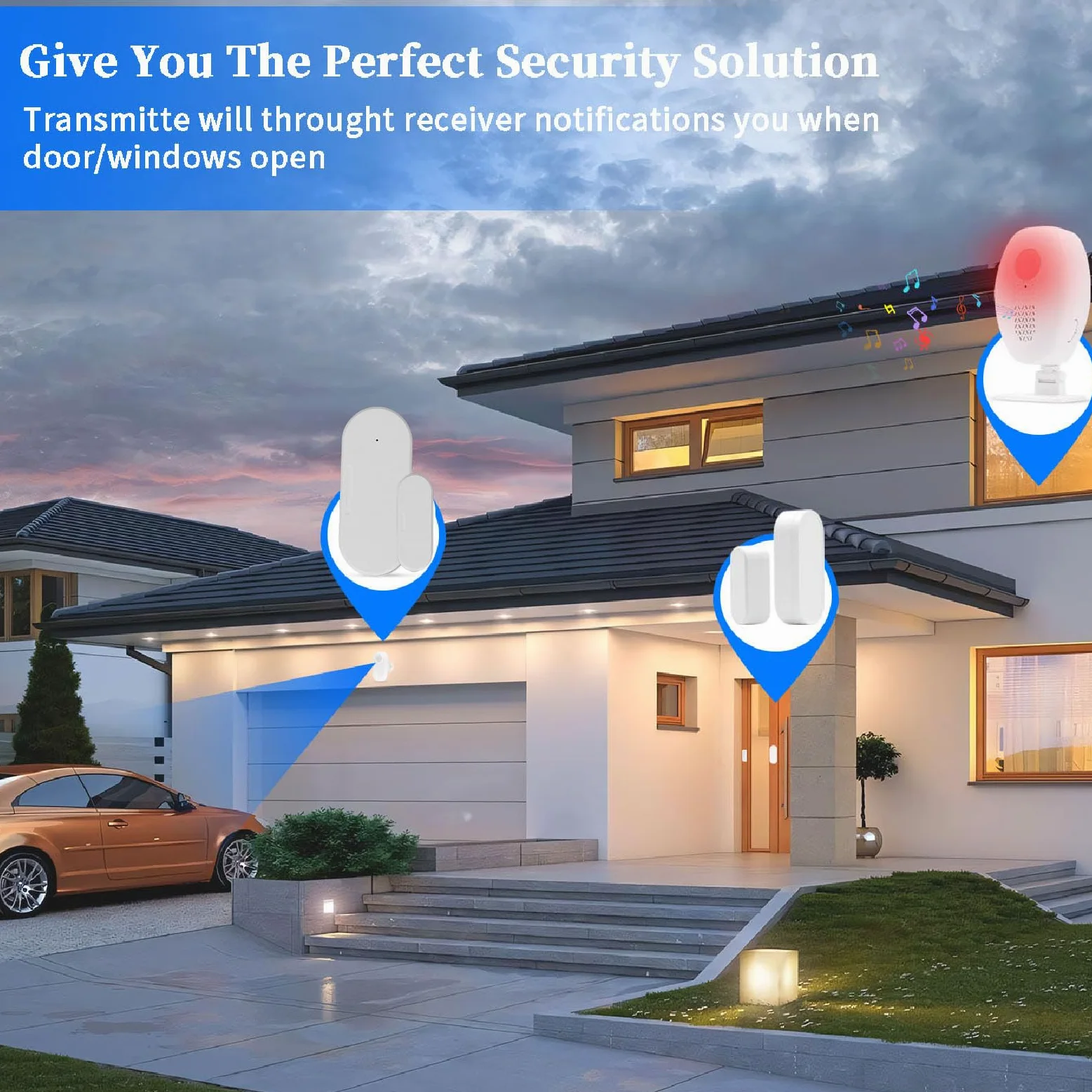 Generic Allarme Sensore Porta Wireless Avviso Antifurto a Lunga Distanza per la Sicurezza Domestica e Aziendale Materiale ABS