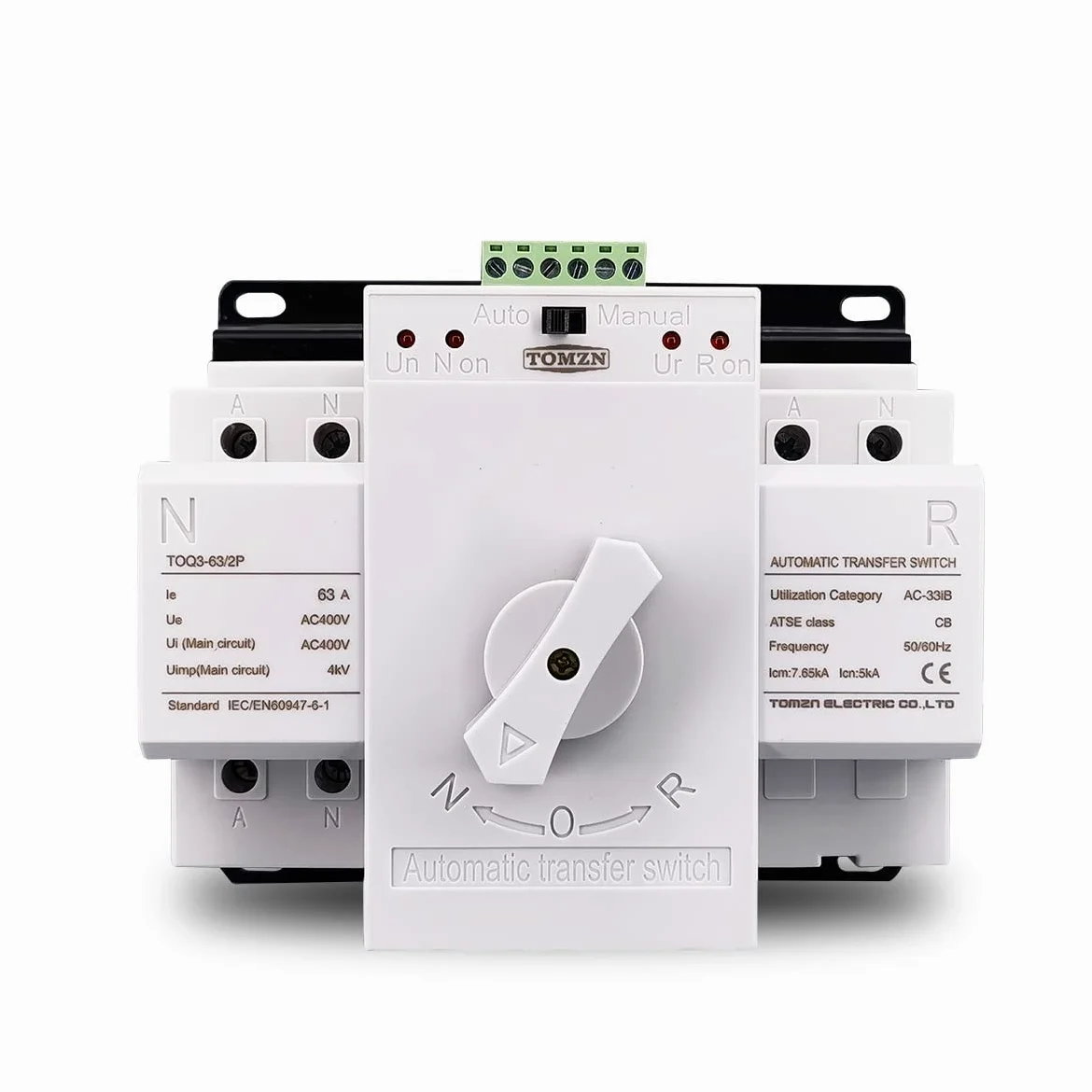 Interruttore Magnetotermico Differenziale 2 Ingresso 1 Outpout 2P 63A 230V 50/60 Hz. MCB. Tipo Dual Power Switch di trasferimento automatico ATS