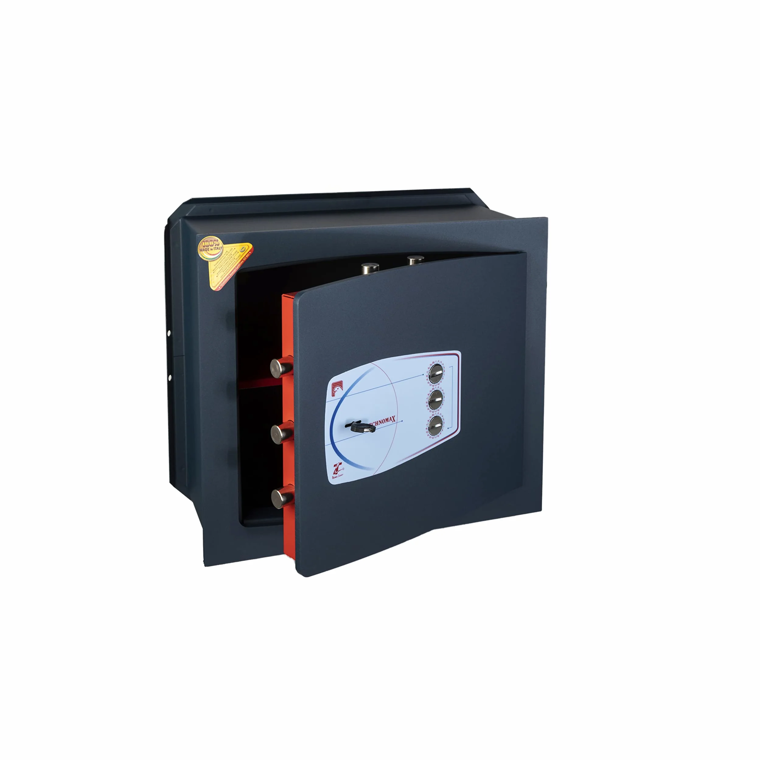 Technomax, Cassaforte a muro, Serie Gold Diplo modello GD/6L, Apertura con Chiave a doppia mappa + Combinatore a 3 Volantini, Dimensioni mm. 420 (H) x 480 (L) x 280 (P)