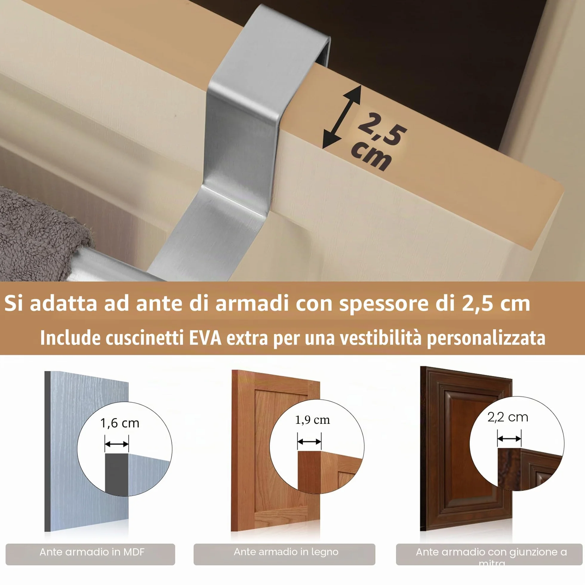 KES SUS304 Porta Asciugamani Cucina Acciaio Inossidabile 2 Pezzi KTH200S26-2-P2