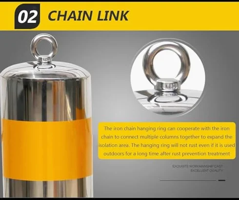 Pali di Sicurezza per vialetti con Anello di Sospensione, dissuasori in Acciaio Inox per Il Controllo del Traffico e Barriere di Sicurezza