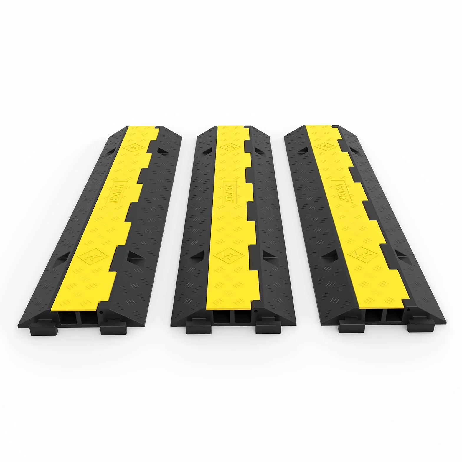Happybuy Passacavi Protezione Cavi 2 Canali 101x24,5x5 cm 3 Pezzi Gomma PVC 4989 kg