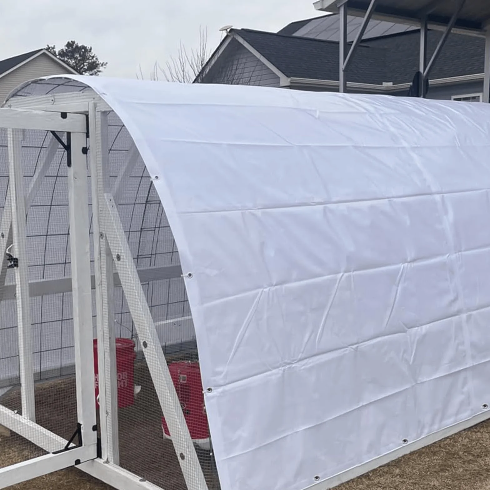 Bianco Telo Impermeabile Esterno, Telone Occhiellato Impermeabile in Polietilene, Telone Impermeabile per Esterno, Giardino, Gazebo, Campeggio, Piscina, Auto, Barche, Legno, 2x3m