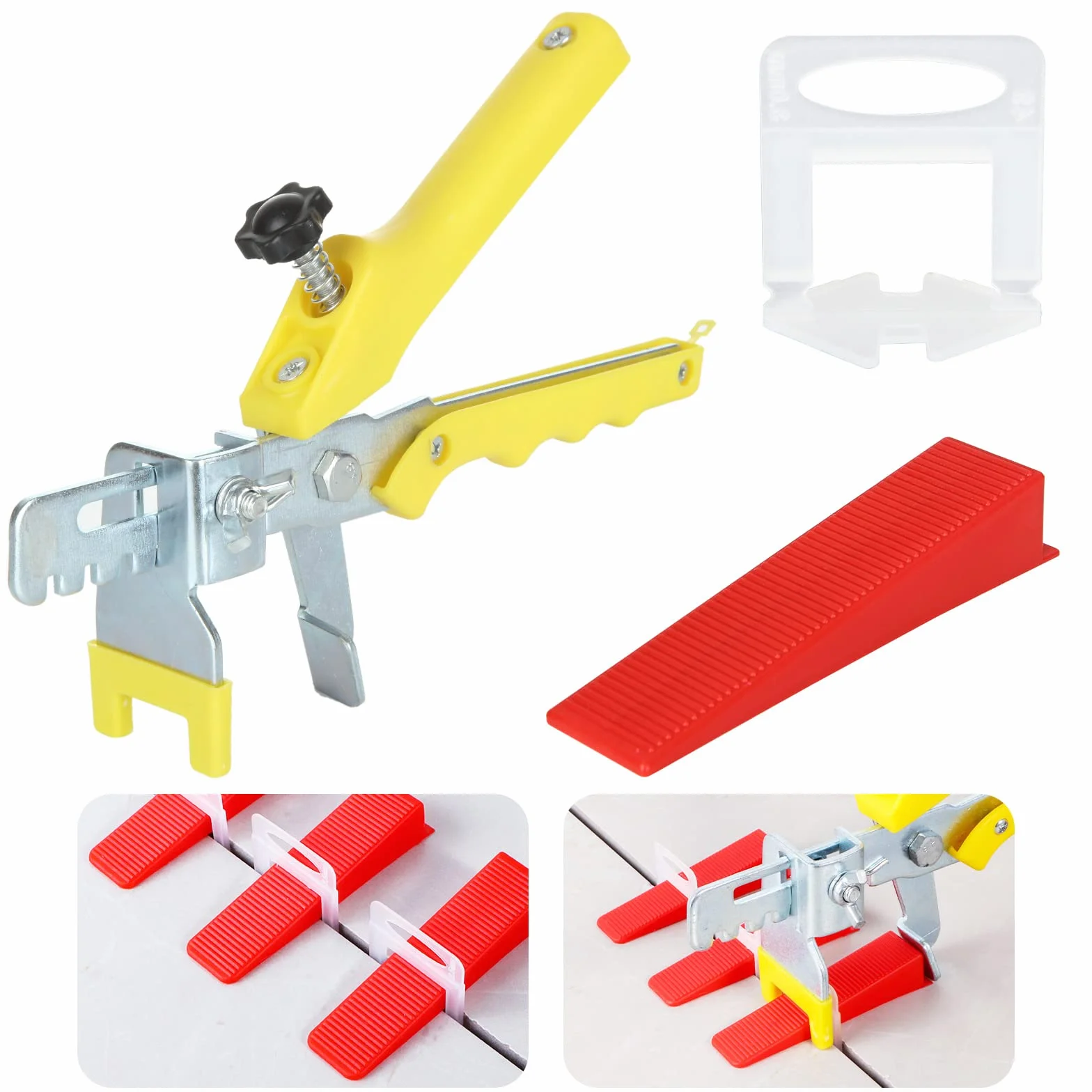 Sistema di Livellamento Piastrelle 1.5 mm, 500 Linguette, 100 Cunei, Pinza per Posa 6-15 mm
