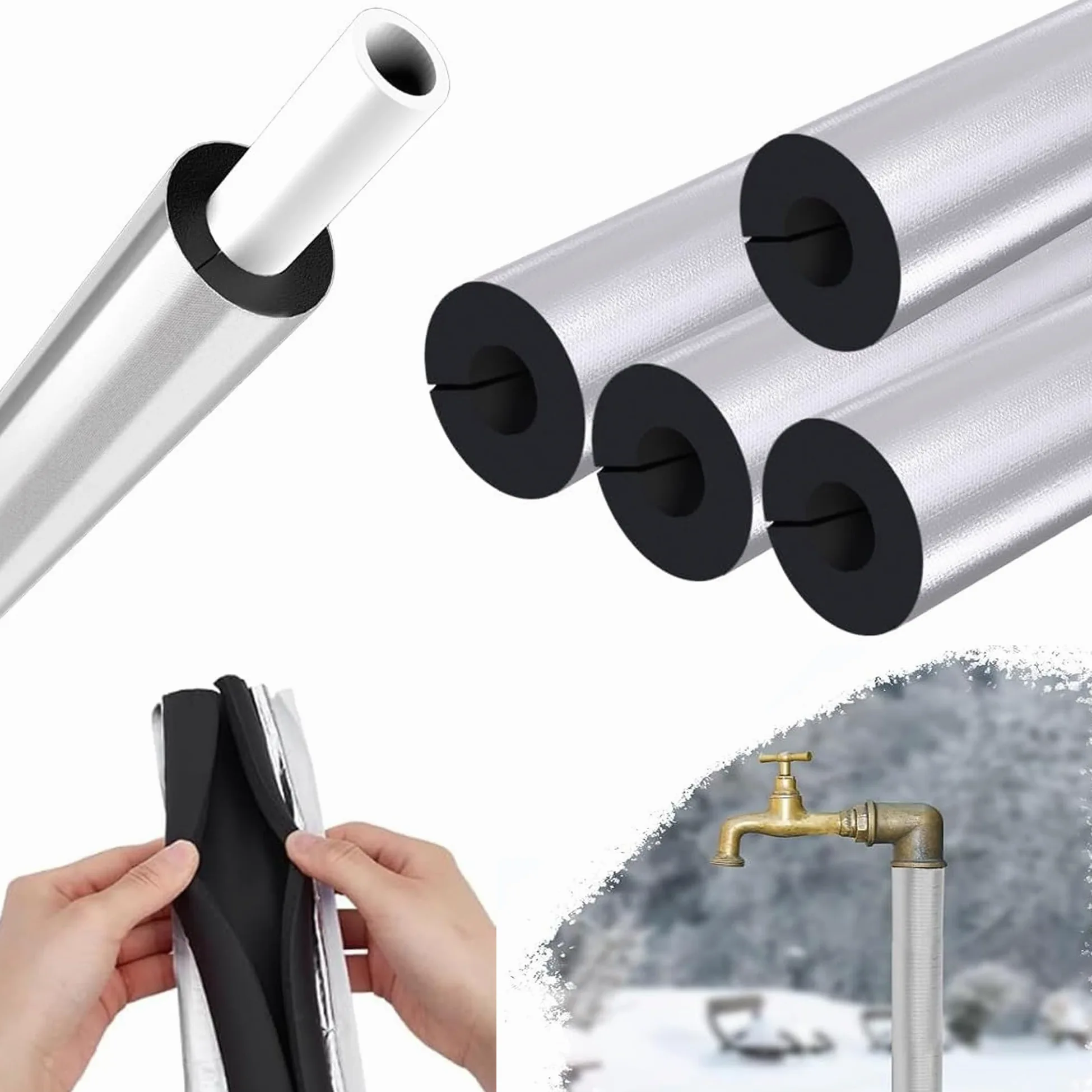 Guaina Isolante per Tubi Condizionatore Esterni (ID)133mm x (T)30mm | Tubi in Schiuma Isolante per Rame Tubo Manicotto Isolante in Foglio di Alluminio Tubo Isolante per Tubi Acqua Fredda e Calda