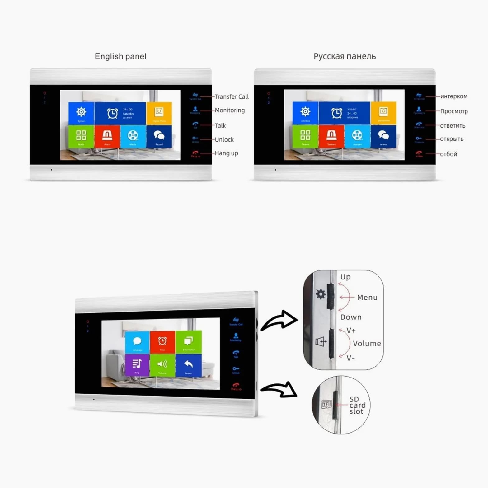 Videocamera per Campanello, di sicurezza for videocitofono 960P AHD come slave con rilevamento del movimento dei messaggi vocali,Allarme Casa,Citofono Smart
