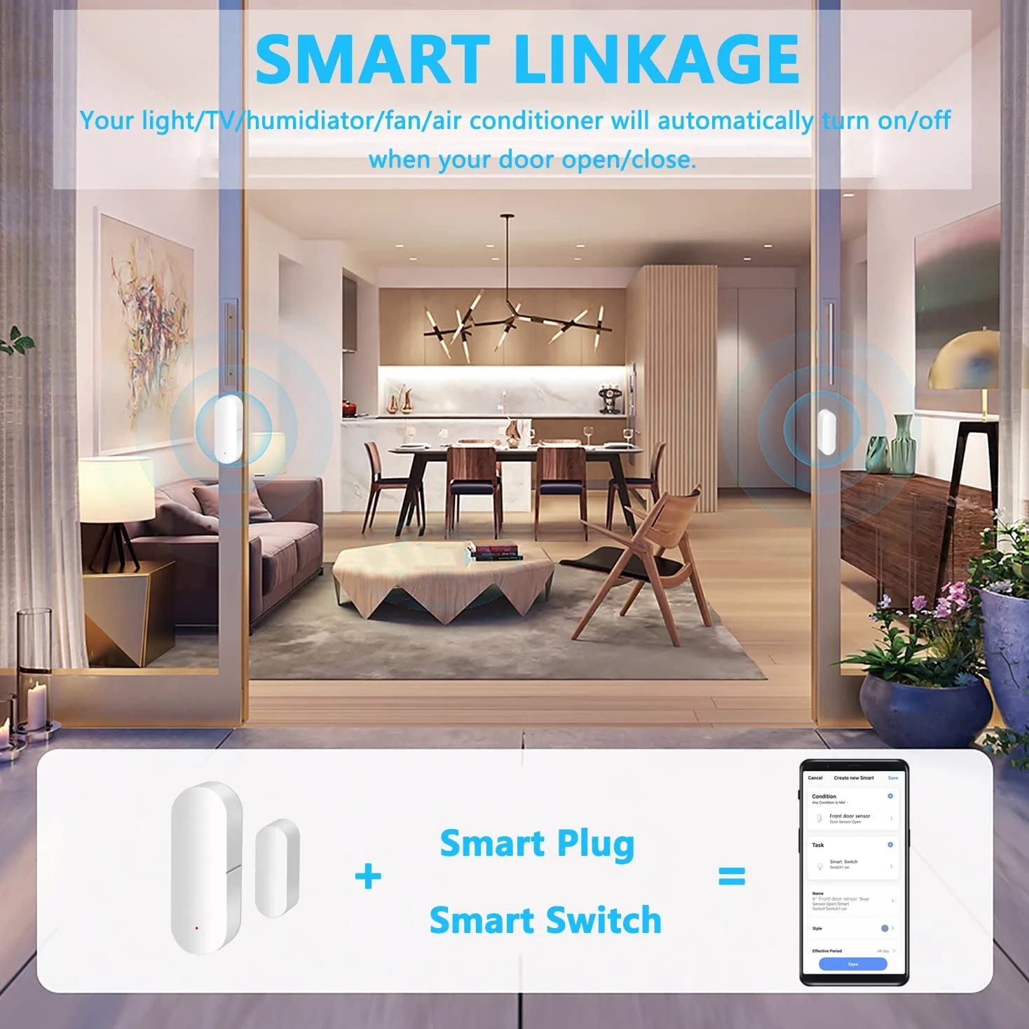 Sensore porta WiFi, sensore di contatto intelligente finestra, sensore di contatto wireless, allarme per porta finestra, compatibile con Alexa e Google Assistant, nessun hub necessario,4 Pack