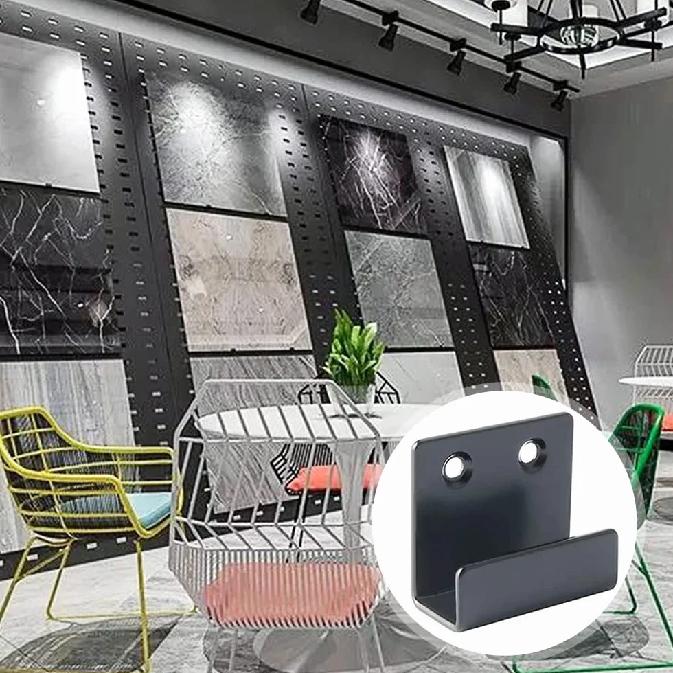 Staffa a U Ganci Muro Espositore per Piastrelle Ceramica Gancio Metallo XL Nero 8 Pezzi