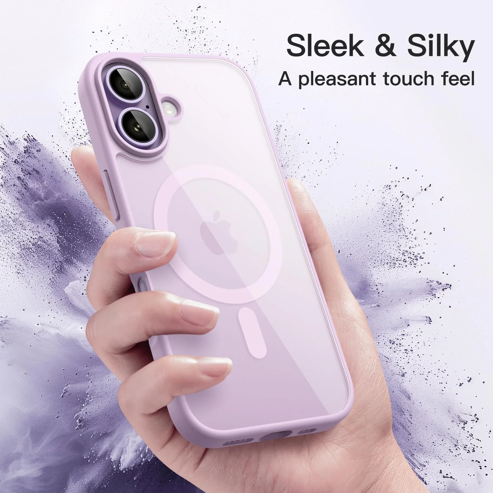 JETech Cover Magnetica per iPhone 17 6,3 Pollici Compatibile con MagSafe, Antiurto Paraurti Custodia, Solida Colore Opaco TPU Telaio, Anti-Graffio Retro Trasparente (Lavanda)