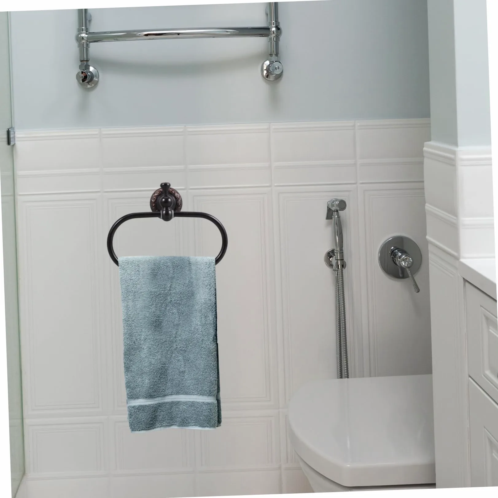 Homoyoyo Anello Portasciugamani in Rame Portasciugamani a Forma Ellittica da Parete per Bagno Appendi Asciugamani Design Moderno per Casa e Cucina