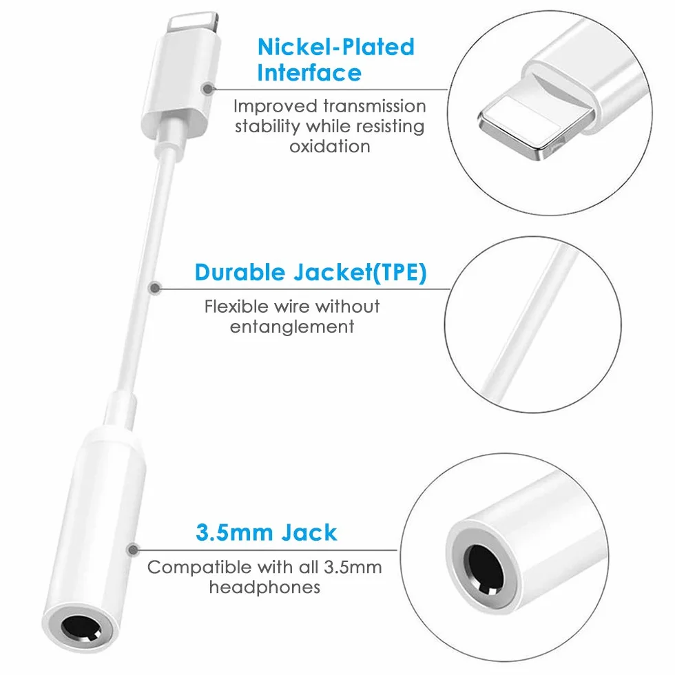 2 Pack Adattatore Lightning Jack Cuffie 【Certificato Apple MFi】 Adattatore Cuffie iPhone 3.5mm Aux Audio Cavo Accessori Compatibile con iPhone 14/13/12/11/Xs/XR/X/8/7 Supporta tutti i sistemi iOS