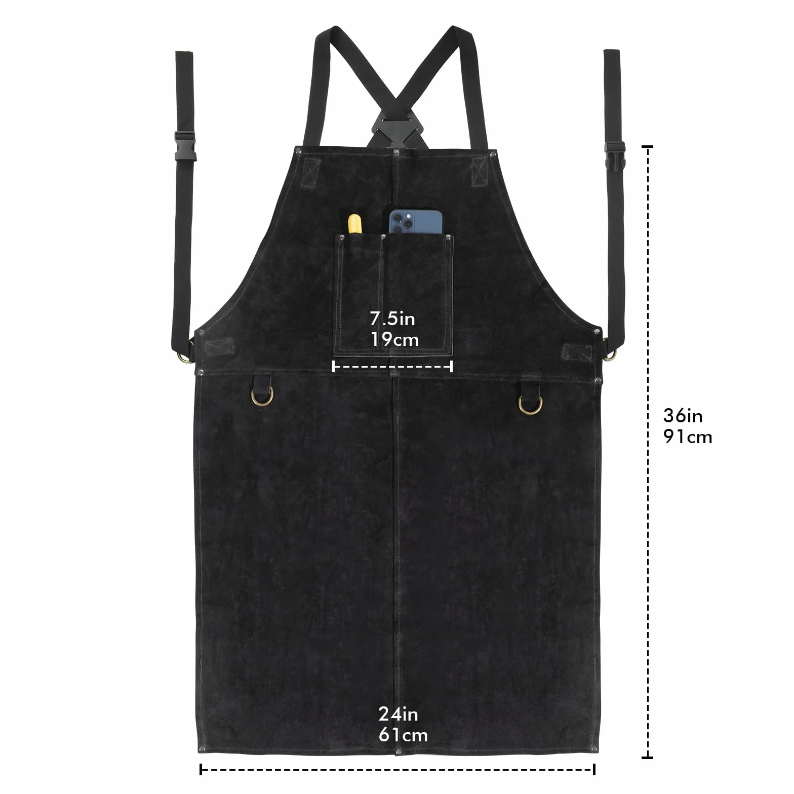 Saldatura grembiule da lavoro in pelle da uomo,Heavy Duty Shop grembiule, Grembiule Uomo da Lavoro di Cuoio Molto Resistente per Fabbro o Falegname
