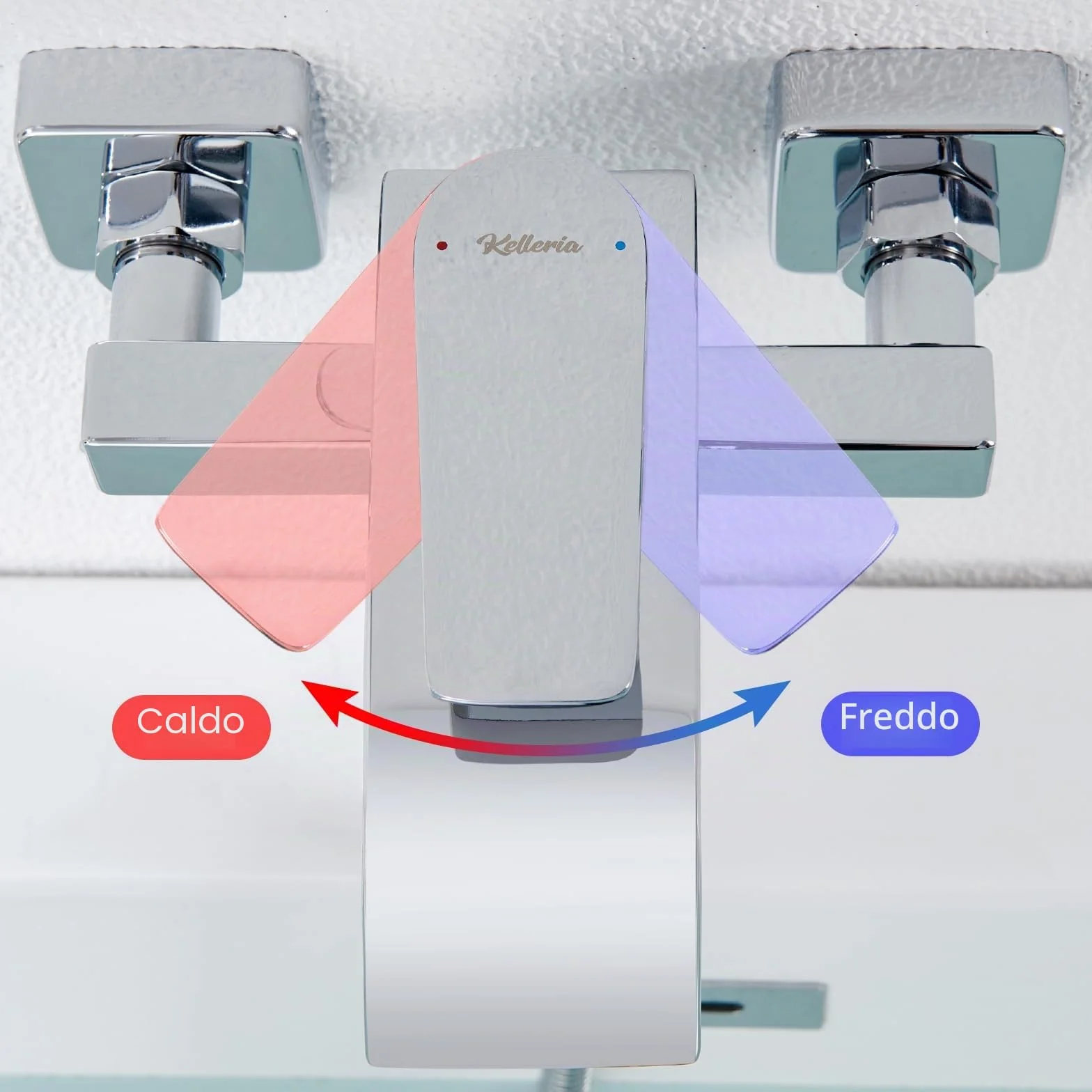 Rubinetto Vasca da Bagno a Cascata Miscelatore in Ottone Monocomando Cromato