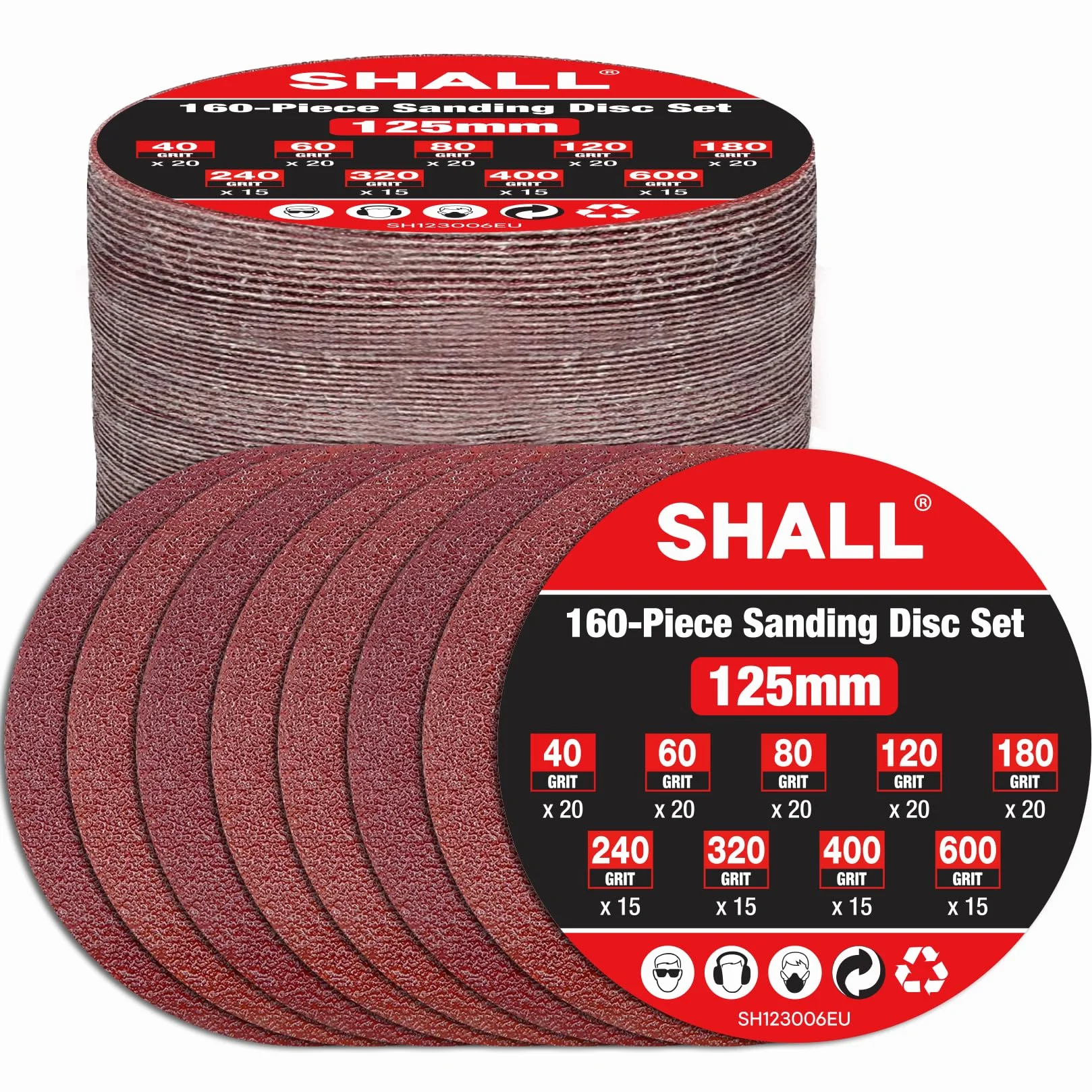 Dischi abrasivi 125mm 160 pezzi 8 fori per levigatrice orbitale e utensili oscillanti