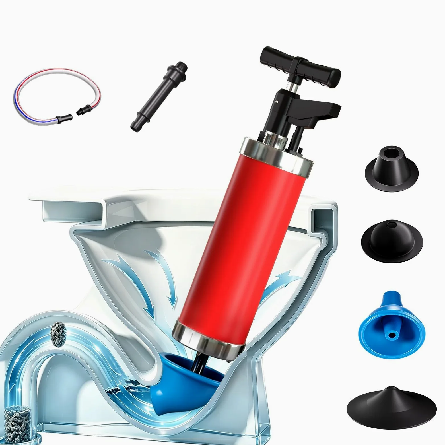 Sturalavandini Scarichi Pesante, Sturatubi a Pressione con Manometro | Pistola Stura Lavandini Potente, Senza Sostanze Chimiche, Ventosa Sturalavandini per Fognature, WC