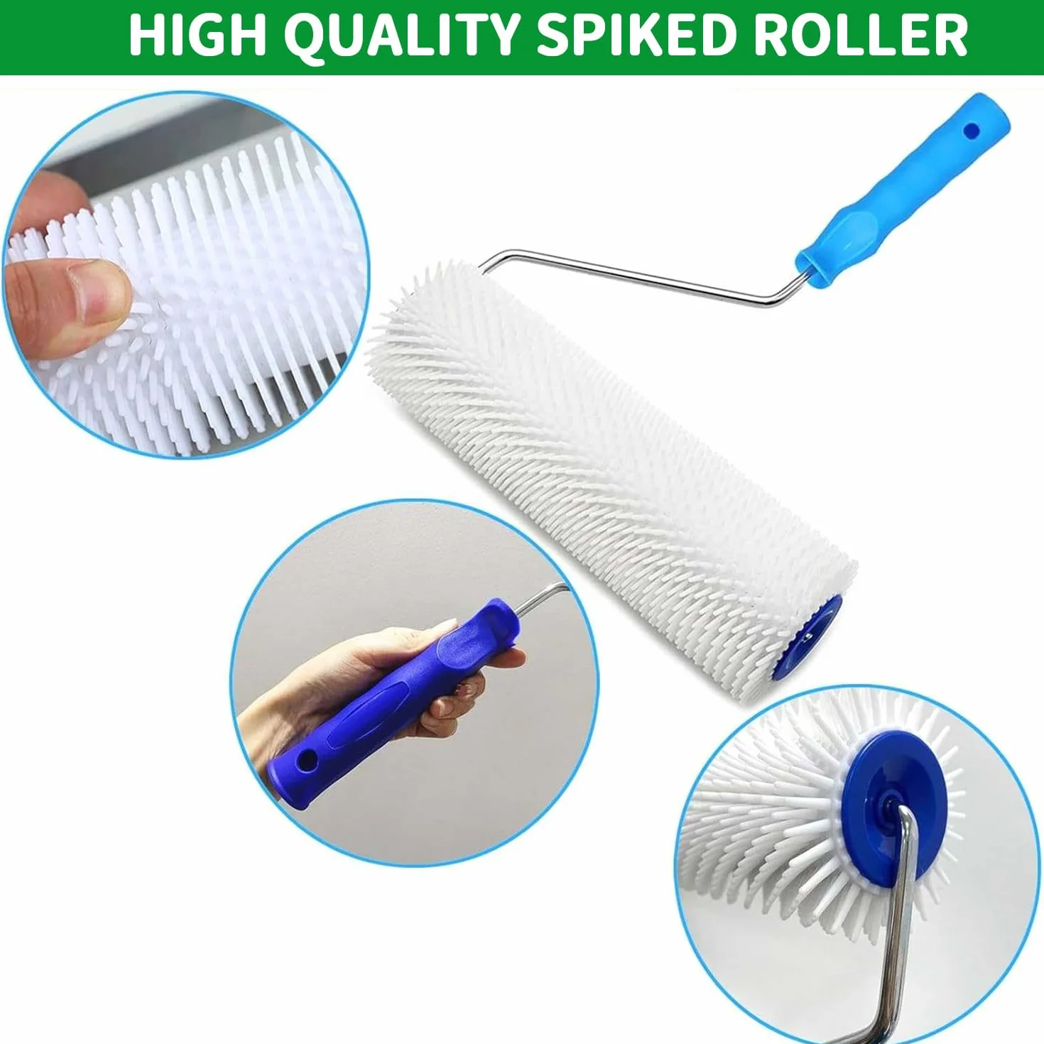 Set di attrezzi per il rivestimento del pavimento, composto di compensazione con rullo di sfiato da 50 + 10 cm, spatola da 56 cm (spina obliqua da 3 mm), scarpe per unghie e manico telescopico 40