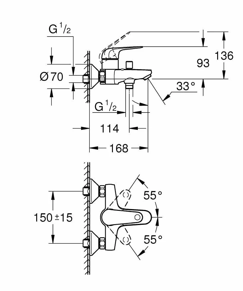 GROHE Swift Miscelatore monocomando vasca-doccia cromo