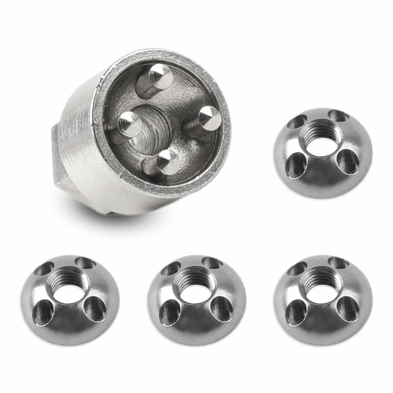 Set di 4 dadi antifurto M8 a 4 fori in acciaio inox per tenda portabici impianto solare