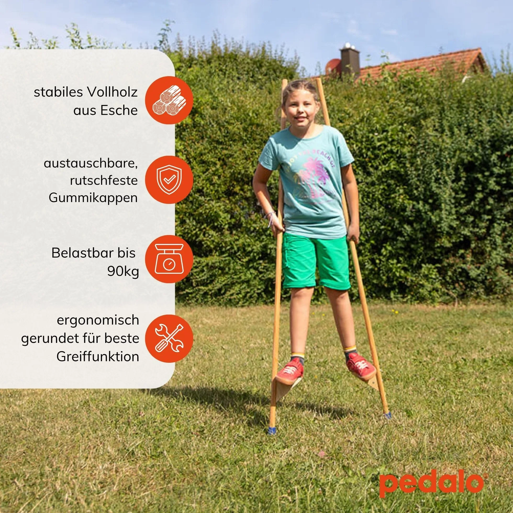 Pedalo Trampoli 118 cm Regolabili Gambi Legno Antiscivolo Gomma