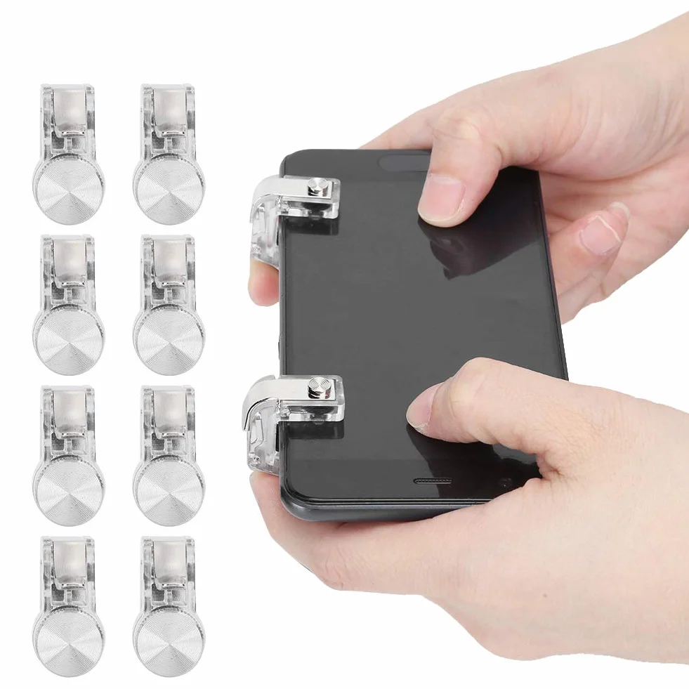 Controller di gioco mobile PUBG, 8 Pcs R11 Pulsante per assistente a quattro dita a quattro dita Controller per grilletto per riprese mobili per PUBG, Joystick per giochi mobili smartphone(Argento)