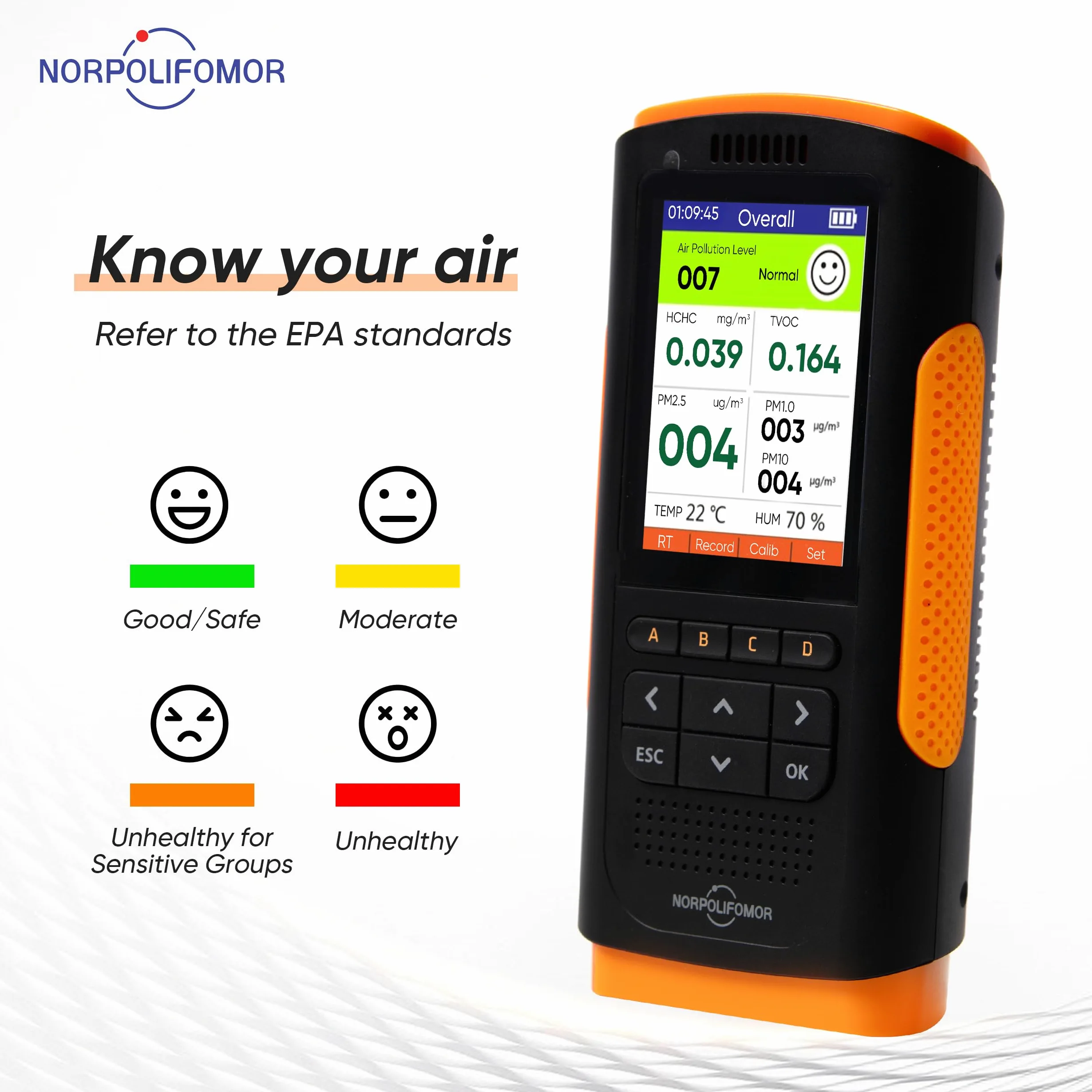 Misuratore di qualità dell'aria in tempo reale del tester del monitor del tester di trattamento della formaldeide, soluzione di rimozione della formaldeide TVOC Misuratore di