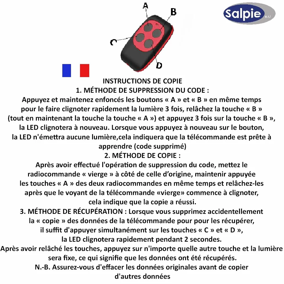 Telecomando Cancello Universale 433 MHz 2 Pezzi Autoapprendimento Codice Fisso Batterie Incluse
