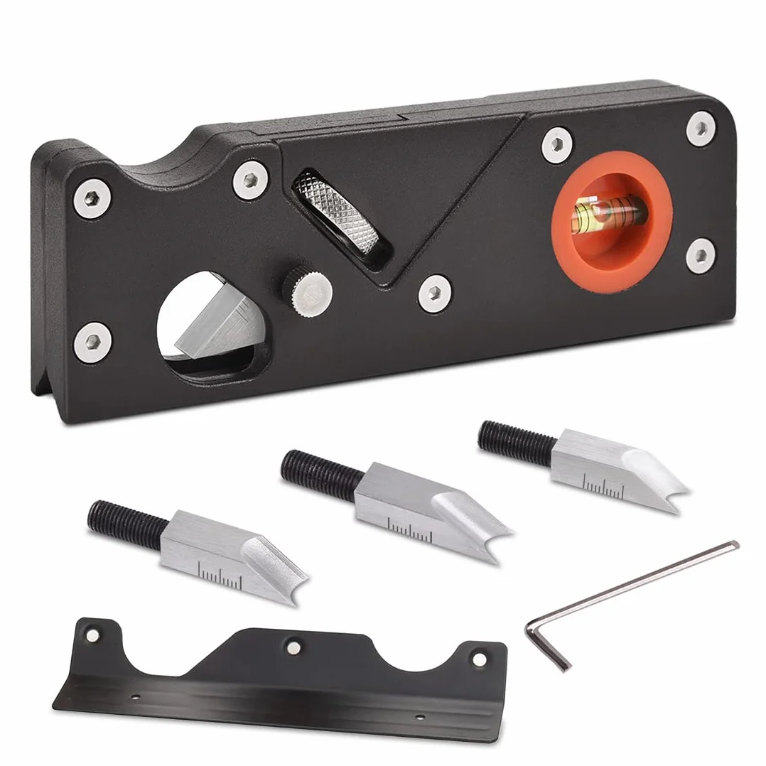 Pialla angolare per legno Set di piallatrici per falegnameria pialle angolari per legno Mano Smussatura Pialla Adatto per Taglio Rapido Bordo del Legno (con 4 coltelli)