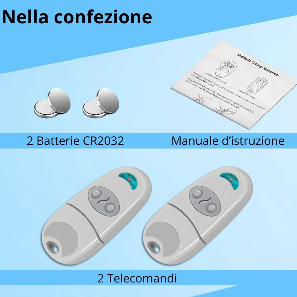 Telecomando Cancello Universale 433,92MHz 2 Canali Compatibile Top 432EE 432EV 432NA 432A 432M 432S T432
