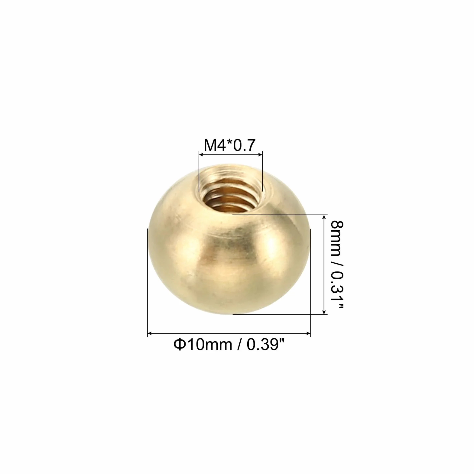 PATIKIL M4x0.7 Filettatura Tappo Dadi Manopola 15 Pacco Ottone Sfera Lampada Decorazione Vite Tappi Dado Custodia Dado per Mobili Illuminazione o Fai da Te Progetto 10mm