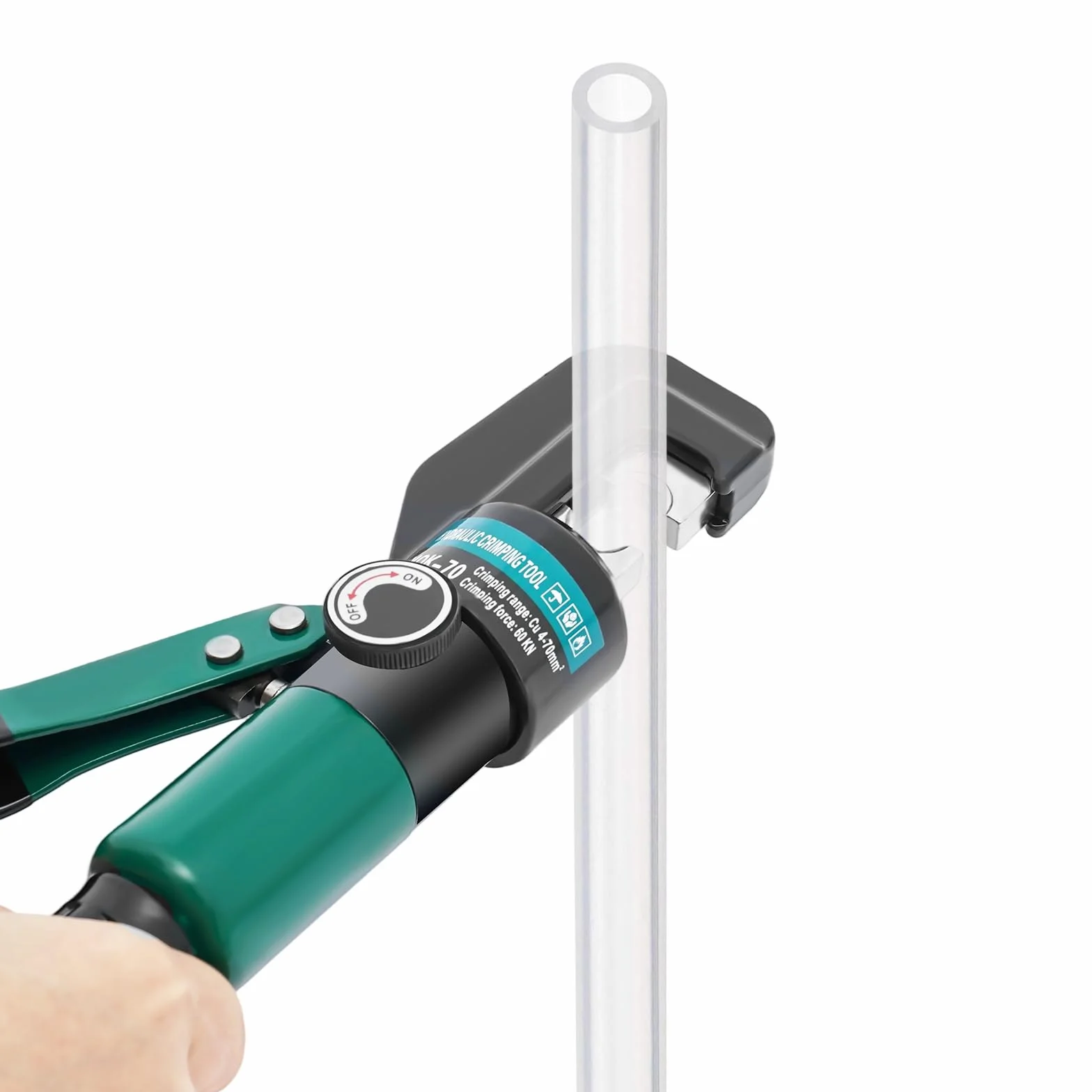 Pinza crimpatrice idraulica a mano, pinza crimpatrice idraulica con 8 inserti di crimpatura 4/6/10/16/25/35/50/70mm², forza di crimpatura 60KN, pinza crimpatrice con interruttore di ritorno dell'olio