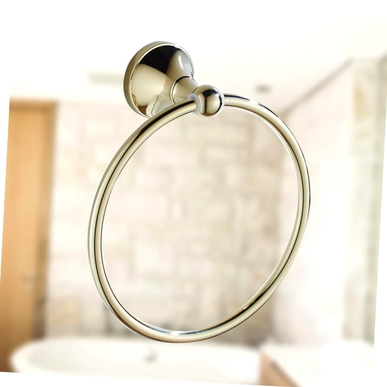 Anello Porta Asciugamano Rotondo in Ottone Placcato Oro | Finitura Anticata Spazzolata, per Casa e Scuola, Stile Elegante e Semplice